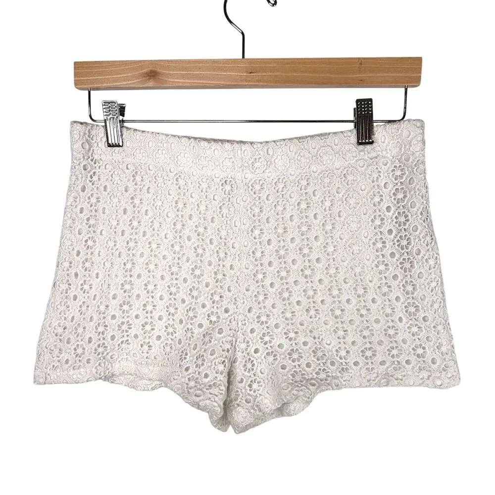 Forever 21 White Eyelet Lace Shorts LG